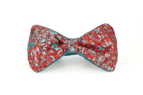 Barschleder Fliege Rot Türkis Metallic D3